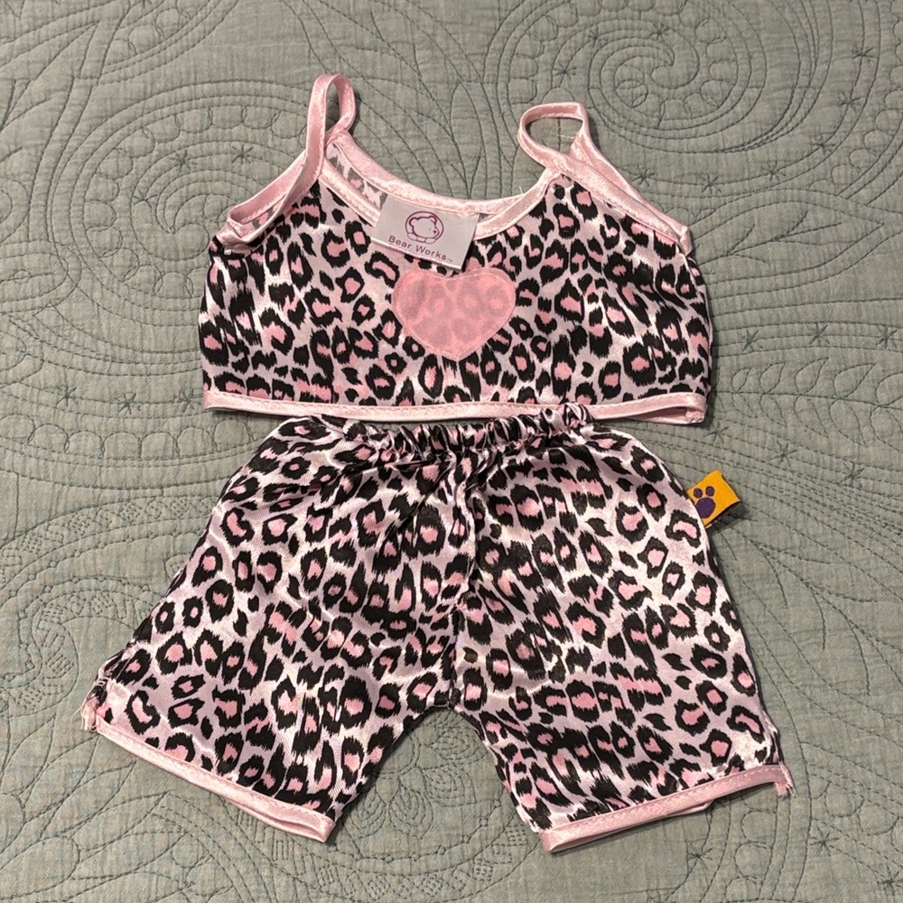 Vintage Bear Works Build-A-Bear Pink Cheetah Animal Print Pajamas
